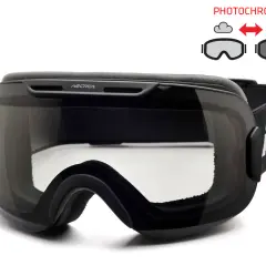 Gogle narciarskie z technologią fotochrom, automatycznie dopasowujące przyciemnienie do warunków pogodowych.